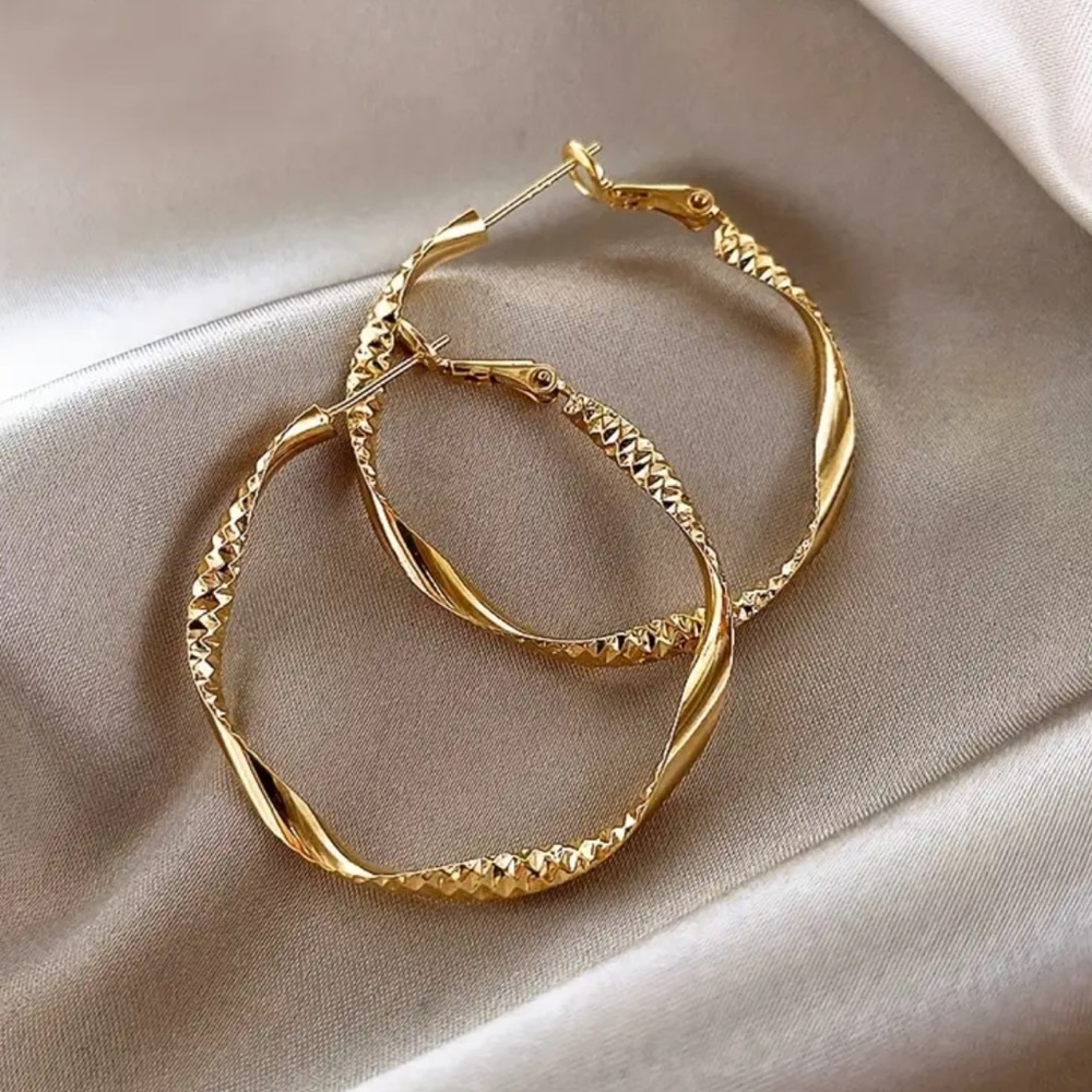 Sterling Silver 925 Gold Plated Twist Hoop Earrings